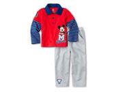 Disney Infant Boys Mickey Mouse 2 Piece Outfit Pants Long Sleeve Shirt Set