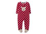 Carters Infant Girls Plush Red Reindeer Sleeper Polka Dot Sleep Play