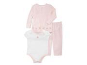 First Impressions Infant Girl 3 PC Pink Velour Rosette Pants Shirt Sweater 24m