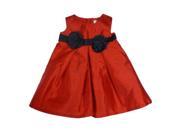 Carters Infant Girls Red Sleeveless Satin Party Dress with Black Bow
