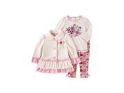 Kids Headquarters Infant Girl Set Flower Shirt Leggings Fleece Jacket 18m