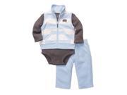 Carters Infant Boys 3 Piece Fleece Elephant Outfit Sweat Pants Creeper Vest 6m