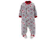 Carters Infant Boys Plush Gray Christmas Sleeper Santa Claus Sleep Play Pajama