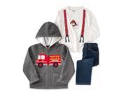 Kids Headquarters Infant Boys 3 Piece Fireman Set Pants Shirt Truck Jacket