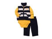 Carters Infant Boys 3 Piece Bulldozer Outfit Sweat Pants Creeper Jacket Vest NB