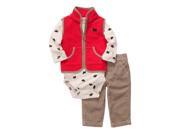 Carters Infant Boys 3 Piece Bear Outfit Corduroy Pants Creeper Jacket Vest
