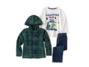 Kids Headquarters Infant Boy Camping Outfit Pants Shirt Green Plaid Jacket 18m