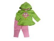 Kids Headquarters Infant Girl Set Green Bird Hoddie Sweatshirt Pink Leggings 24m