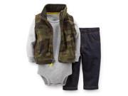Carters Infant Boys 3 Piece Camouflage Outfit Jean Pants Creeper Jacket Vest 12m