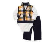 Carters Infant Boys 3 Piece Plaid Outfit Pants Thermal Creeper Jacket Vest 6 Months