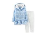 Carters Infant Girl 2 Piece Set Blue Deer Print Ruffled Sweatshirt Leggings 18m