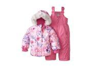 Zero Xposur Infant Toddler Girls Pink Floral Snow Bibs Fur Coat Snowsuit