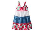 Youngland Infant Toddler Girls Pink Flower Polka Dot Tiered Dress Sun dress
