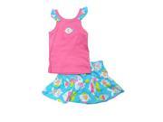 Carters Infant Girls Pink Turquiose Blue Fish Shirt Ruffled Skirt Set