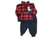 Carters Infant Boys Red Plaid Fleece Dog Outfit Sweater Jacket Pants Set