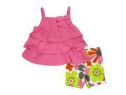 Carters Infant Girls Pink Ruffled Shirt Flower Shorts 2 Piece Set