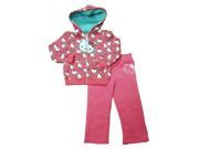 Hello Kitty Infant Toddlers Girls 2 PC Pink Fleece Jacket Pants Set Hoodie