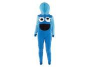 Sesame Street Womens Blue Fleece Cookie Monster Pajama Union Suit Sleeper M L