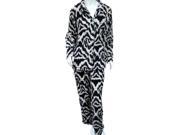 Covington Womens Black White Zebra Print Pajamas Fleece Pajama Set M