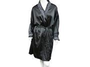Vanity Fair Womens Silky Black Robe Lace Front Housecoat Negligee Cover Up M