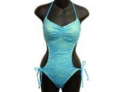 Bongo Junior Women Blue Green Lace Monokini 1 Piece Swim Suit Ruched Swimming XL