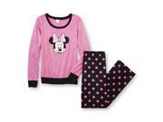 Disney Minnie Mouse Womens Pajamas Pink and Black Dot Sleep Set Lounge Pants M