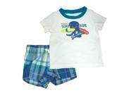 Carters Infant Boys 2 Piece Blue Daddys Surf Dude Octopus T Shirt Shorts Set 12m