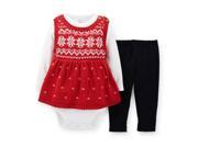 Carters Infant Girls Red Knit Snowflake Sweater Shirt Leggings 3 Piece Set