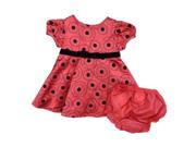 Rare Editions Infant Girls Red Black Polka Dot Satin Party Holiday Dress
