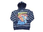 DC Comics Superman Boys Navy Blue Striped Zip Up Hoodie Sweatshirt 4