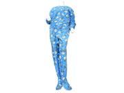Soft Sensations Womens Blue Snowman Snowflake Fleece Footed Pajama Sleeper XL