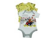 Disney Mickey Mouse Railway Infant White Onepiece Yellow Train Creepers 3p 3 6m