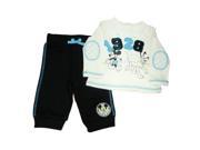 Disney Mickey Mouse Pluto Infant Boys White Shirt Black Sweatpants Set 0 3m