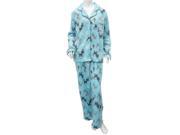Soft Sensations Womens Blue Holiday Dog Fleece Pajamas Notched Collar PJs M