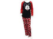 Disney Womens Mickey Mouse Red Black Pajamas Fleece Sleep Set PJs XL