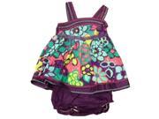 Youngland Infant Toddler Girls Purple Flower Sequin Ruffled Dress Sundress