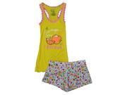 No Boundaries Junior Womens Yellow Fruit Shorty Pajamas PJ Shorts Tank Top M