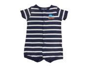 Carters Infant Boy Blue White Striped Button Up Great Catch Whale Romper 6m