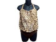 Tropical Escape Womens Brown Leopard Print Swimsuit Blousant Swim Suit 14