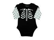 Faded Glory Infant Boys Black Skeleton Creeper Snap Bottom Skull Halloween Shirt
