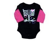 Faded Glory Infant Girls Black Pink Skeleton Creeper Halloween Bodysuit Shirt