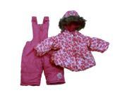 Pacific Trail Infant Toddler Girls Pink Leopard Snowsuit Ski Bibs Coat Set