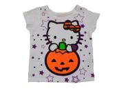 Infant Toddler Girls White Hello Kitty Halloween Shirt Pumpkin Cat T Shirt