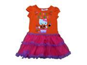 Sanrio Toddler Girls Ruffled Orange Tulle Hello Kitty Happy Halloween Dress 2T