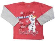 Disney Frozen Olaf Toddler Boy Red Chillin for the Holidays Christmas T Shirt 2T