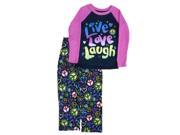 Hanes Girls black Live Love Laugh Pajamas PJS Pajama 2 Piece Sleep Set 6 6X