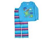 Hanes Girls Teal Green Happy Frogs Pajamas PJs Pajama 2 Piece Sleep Set 7 8