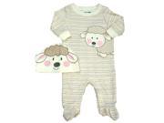 Babies R Us Infant Girls Baby Lamb Coveralls Hat Set Sleeper Outfit
