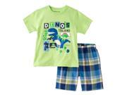 Kids Headquarters Infant Boy Dinosaur Island T Rex T Shirt Plaid Shorts Set 18m
