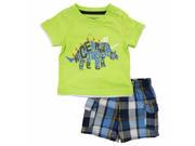 Kids Headquarters Infant Boy Triceratops Word Cloud T Shirt Plaid Shorts Set 24m